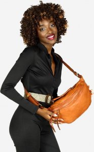 Marco Mazzini Listonoszka nerka camelowa Marco Mazzini skórzana v211b 2