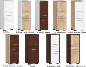 Elior Niski regał łazienkowy z półkami biały + dąb sonoma - Mireco 3X 4