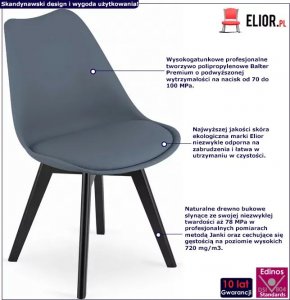 Elior Zestaw granatowych skandynawskich ergonomicznych krzeseł 4 szt. - Asaba 4S 2