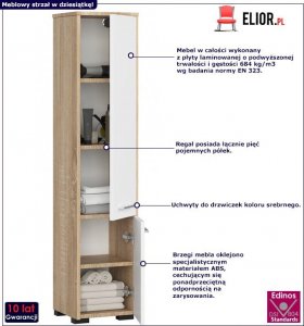 Elior Skandynawska szafka łazienkowa z półkami dąb sonoma + biały - Laro 3X 2