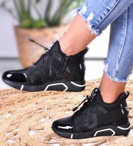 Modne damskie trampki sneakersy na koturnie Czarne /E8-2 7640 S797/ 41 2