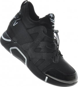 Modne damskie trampki sneakersy na koturnie Czarne /E8-2 7640 S797/ 41 4