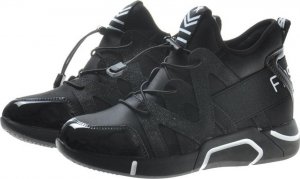 Modne damskie trampki sneakersy na koturnie Czarne /E8-2 7640 S797/ 41 5