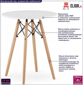 Elior Biały okrągły stół w stylu skandynawskim - Emodi 3X 2