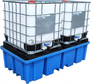 Topserw Paleta (wanna) wychwytowa z kratownicą o pojemności 1150 l, MEGA, 2 x IBC/KTC, wym. 2340 x 1225 x 610 mm, niebieska 2