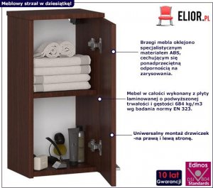 Elior Wisząca szafka łazienkowa z drzwiczkami wenge - Optima 2
