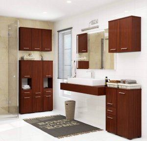 Elior Wisząca szafka łazienkowa z drzwiczkami wenge - Optima 3