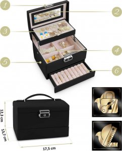 Massido Szkatułka na biżuterię MS-704 - czarna 7