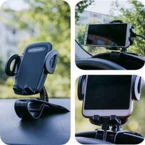 4kom.pl Uchwyt samochodowy holder uniwersalny klips do telefonu smartfona na deskę/ kokpit Czarny 4