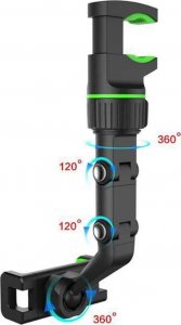 4kom.pl Uchwyt samochodowy XO C107 na telefon 6.8 cali na lusterko wsteczne czarny 3