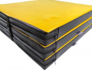 UnderFit Materac gimnastyczny 3-częściowy UF9561 180 cm x 60 cm x 6 cm żółty twardy 3