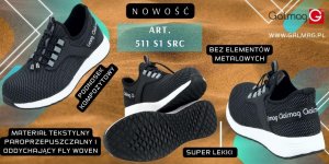 Galmag GALMAG art.511 S1 SRC - super lekki przewiwewny półbut, bezpieczny, podnosek kompozyt, podeszwa PU/Guma, MetalFree 45 7