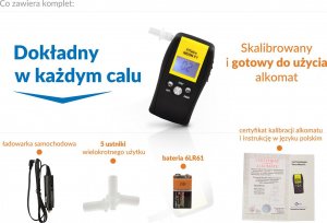 Alkomat Import FITalco Neon F1 wysokiej klasy alkomat z zasilaczem samochodowym i 5 ustnikami 5