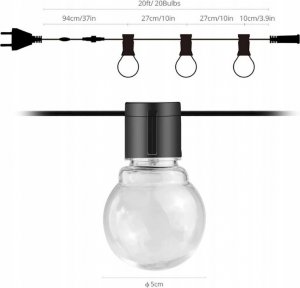 Girlanda Led na balkon solarna Led ciepła 10 diod 11
