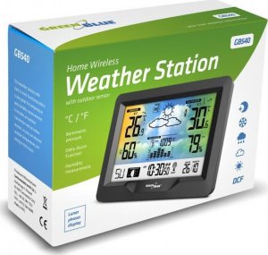 Stacja pogodowa GreenBlue Stacja pogodowa bezprzewodowa kolorowa z systemem DCF GreenBlue GB540, fazy księżyca, barometr, kalendarz 2