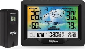 Stacja pogodowa GreenBlue Stacja pogodowa bezprzewodowa kolorowa z systemem DCF GreenBlue GB540, fazy księżyca, barometr, kalendarz 4
