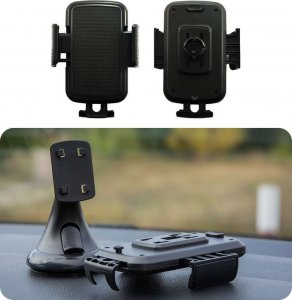 4kom.pl Uchwyt samochodowy Uniwersalny Holder do auta na telefon szybę/ deskę Black 3