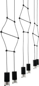 Lampa wisząca King Home Wisząca lampa salonowa Flusso line metalowe tuby czarne 2