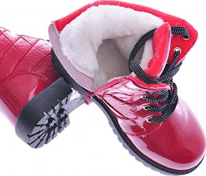 Ocieplane botki jak trapery Czerwone /G12-3 12714 S591/ 36 2