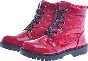 Ocieplane botki jak trapery Czerwone /G12-3 12714 S591/ 36 4