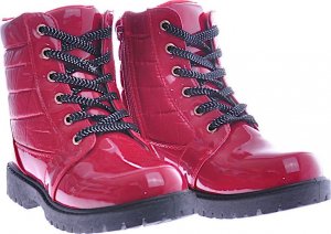 Ocieplane botki jak trapery Czerwone /G12-3 12714 S591/ 36 5