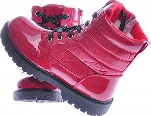 Ocieplane botki jak trapery Czerwone /G12-3 12714 S591/ 36 6