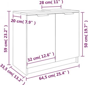 vidaXL Szafka łazienkowa, szary dąb sonoma, 64,5x33,5x59 cm 10