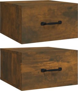 vidaXL Wiszące szafki nocne, 2 szt., przydymiony dąb, 35x35x20 cm 2