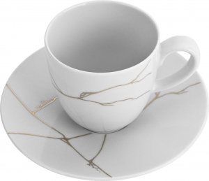 Karolina Filiżanka ze spodkiem 250ml Tektonika biała 2