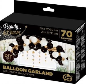 GoDan Girlanda balonowa B&C biało-złoto-czarna 70szt 1