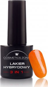Cosmetics Zone Lakier hybrydowy 3w1 pomarańczowy z drobinkami - M108 1