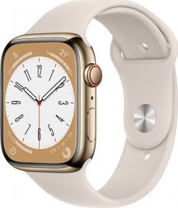 Smartwatch Apple Watch 8 GPS + Cellular 45mm Gold Stainless Steel Beżowy  (MNKM3FD/A) 1