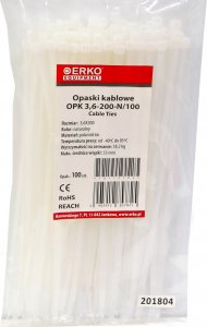 Organizer Erko Opaska zaciskowa biała OPK 200/3,6 op.100szt ERKO 1