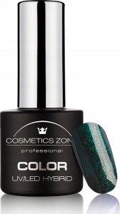 Cosmetics Zone Lakier hybrydowy ciemny zielony z drobinkami 7ml - Foggy Forest 524 1