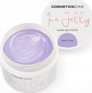 Cosmetics Zone Żel do przedłużania paznokci UV LED galaretka ICE JELLY - fioletowy z brokatem - Violet Glitter 5ml 1