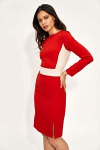 Nife Dopasowana czerwona sukienka S207 Red 1