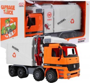 Ramiz Autko Ciężarówka Śmieciarka Pomarańczowa z kontenerem na odpady i napędem (8188-27) 1