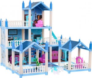 Ramiz 3-piętrowy domek dla lalek Prezent dla dziewczynek 6+ Niebieska willa z wyposażeniem 2
