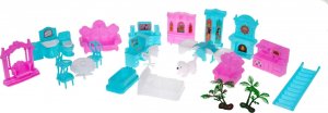 Ramiz 3-piętrowy domek dla lalek Prezent dla dziewczynek 6+ Niebieska willa z wyposażeniem 4