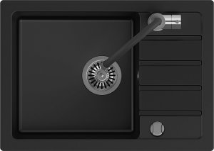 Zlewozmywak Kernau Zlewozmywak granitowy Kernau Zestaw KGS Q 5062 1B1D Deep Black + Bateria KWT 40 Elastic Black 2