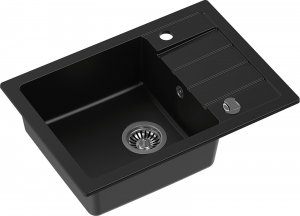 Zlewozmywak Kernau Zlewozmywak granitowy Kernau Zestaw KGS Q 5062 1B1D Deep Black + Bateria KWT 40 Elastic Black 3