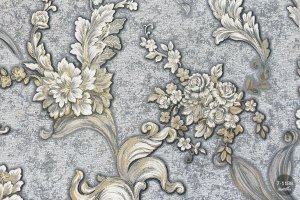 MallDeco TAPETA WINYLOWA MADLEN SZARO-NIEBIESKO-ZŁOTA DEKORACJA 2