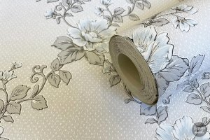 MallDeco CLEMATIS JASNOSZARA TAPETA WINYLOWA 3