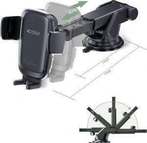 4kom.pl Uchwyt samochodowy X05 z ładowaniem QI na deskę rozdzielczą szybę Dashboard Car Mount Wireless Charger 15W do auta Black 5