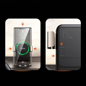 Joyroom Joyroom bezprzewodowa ładowarka Qi 15 W grawitacyjny uchwyt samochodowy na kokpit deskę rozdzielczą czarny (JR-ZS220) standard 4