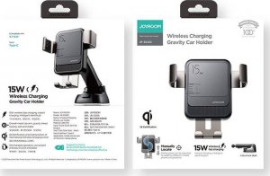 Joyroom Joyroom bezprzewodowa ładowarka Qi 15 W grawitacyjny uchwyt samochodowy na kokpit deskę rozdzielczą czarny (JR-ZS220) standard 5