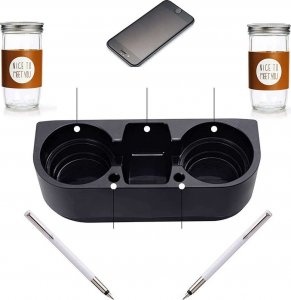 4kom.pl Organizer samochodowy CupHolder na napoje uchwyt na kubek wodę akcesoria Czarny 4