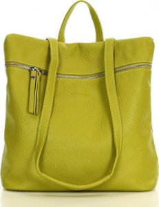 Mazzini Damski plecak skórzany z funkcją torebki leather classic backpack - MARCO MAZZINI limonka zielony NoSize 1