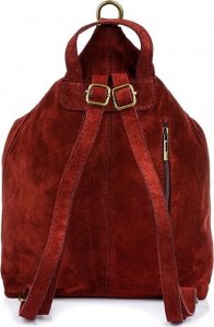 Vera Pelle Bordowy Włoski Stylowy Plecak Damski Skórzany Zamsz A4 W14 NoSize 2