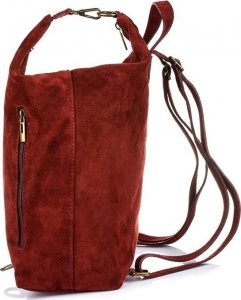 Vera Pelle Bordowy Włoski Stylowy Plecak Damski Skórzany Zamsz A4 W14 NoSize 3